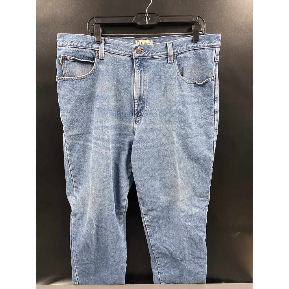 LL Bean Blue Denim Jeans Men's Size 40X32 Flannel Lined Classic Fit 100% Cotton